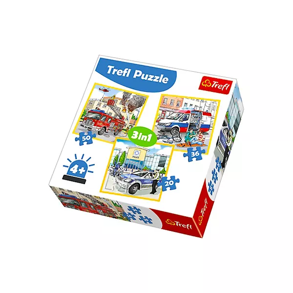 Trefl: Vehicule şi meserii puzzle 3-în-1