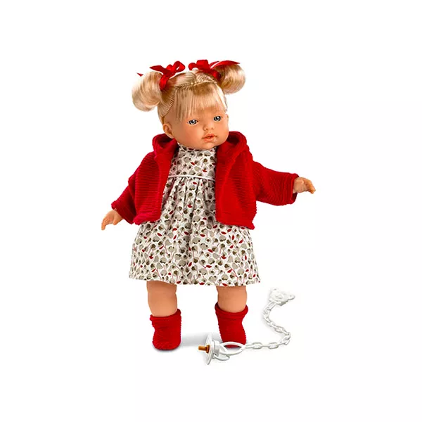 LLorens: Păpuşă Isabella în cardigan roşu - 33 cm