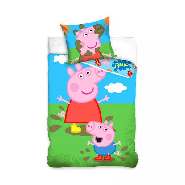 Peppa Pig: Peppa în noroi lenjerie de pat cu 2 piese 