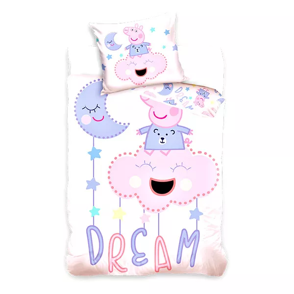 Peppa Pig: Dream lenjerie de pat cu 2 piese pentru copii - roz deschis 