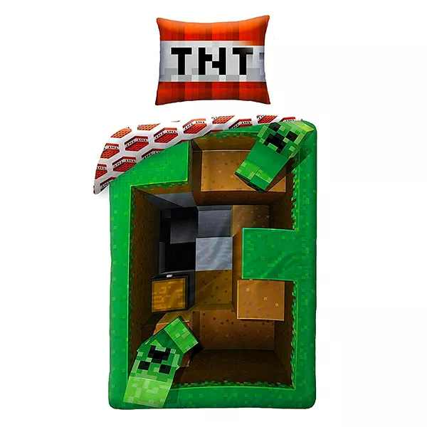 Minecraft: TNT lenjerie de pat cu 2 piese - verde