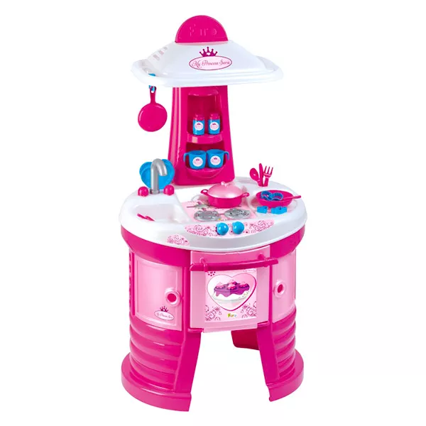 Hercegnő játékkonyha kiegészítőkkel - rózsaszín-fehér, 105 cm 