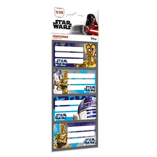 Star Wars: R2D2 és C-3PO mintás 12 darabos füzetcímke 
