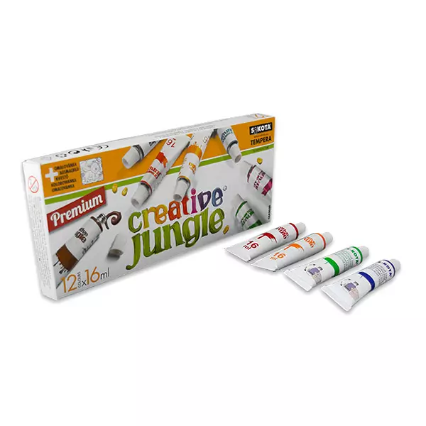 Creative Jungle: set 12 tuburi de tempera cu imagine de colorate - 12 x 16 ml