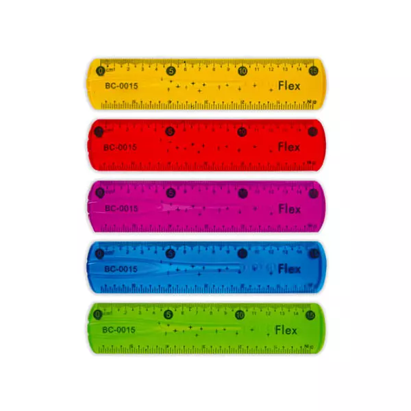 Riglă flexibilă - 15 cm, diferite culori