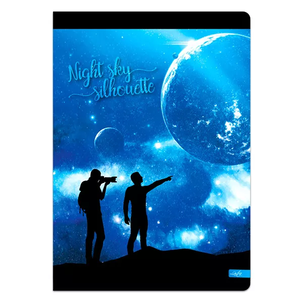 Night Sky Silhouette négyzetrácsos füzet - A5, 96 lapos, többféle