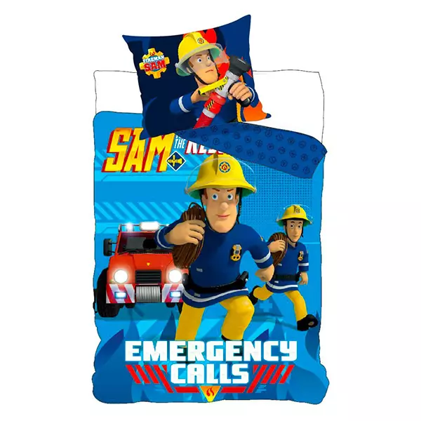 Pompierul Sam: lenjerie de pat cu 2 piese - albastru