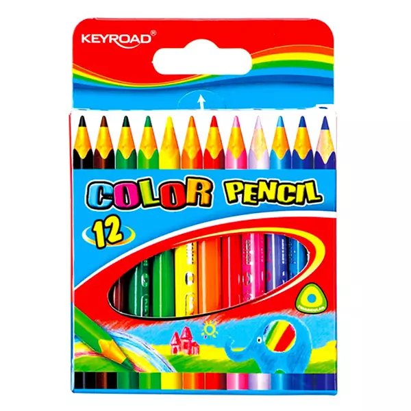 Keyroad: 12 darabos, háromszögletű, mini színes ceruza