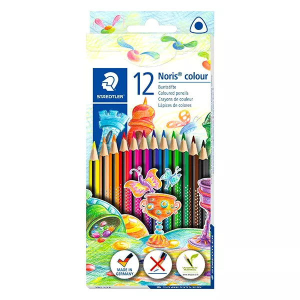 Staedtler: set de 12 creioane colorate triunghiulare