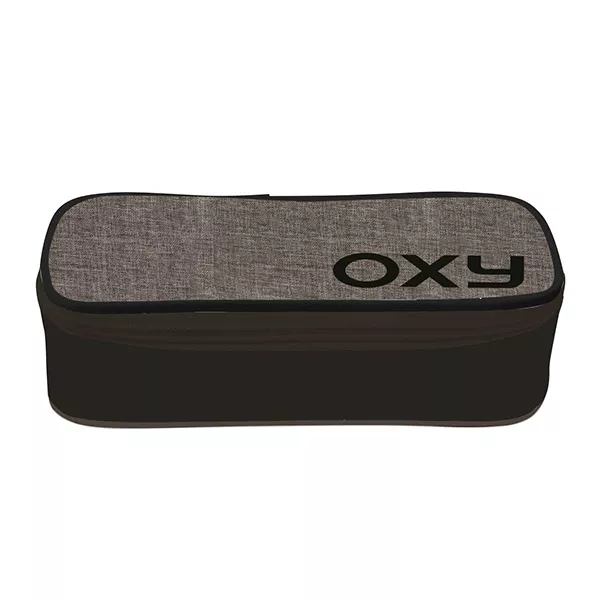Oxy hímzett bedobós tolltartó - fekete-szürke 