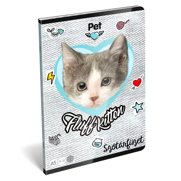 Pet cica mintás szótár füzet - A5, 31-32, szürke