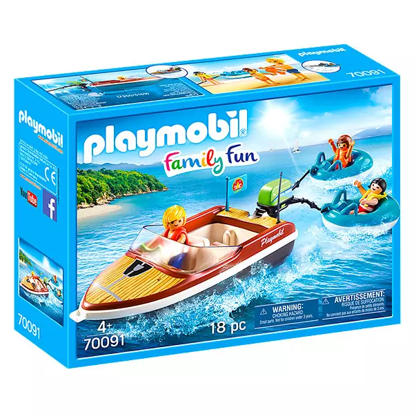 Playmobil: Barcă cu motor cu anvelope amuzante - 70091
