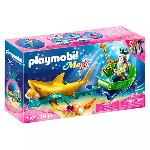 Playmobil Magic: Regele mării cu caleaşcă trasă de rechin - 70097