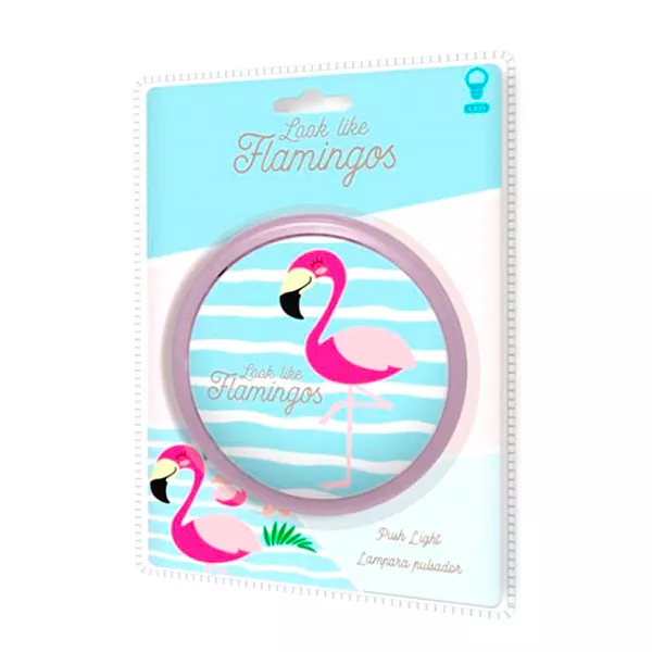 Flamingó mintás, nyomógombos éjszakai lámpa