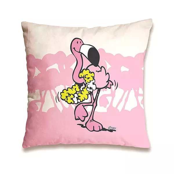 Nici: pernă decorativă cu model flamingo - 37 x 37 cm, roz-alb