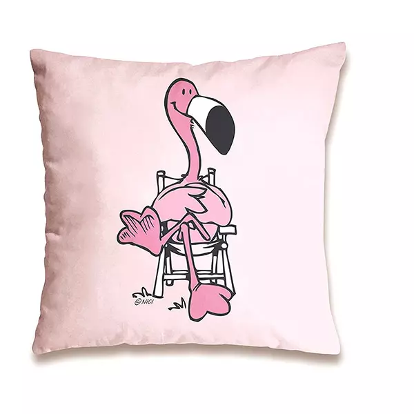 Nici: pernă decorativă cu model flamingo - 37 x 37 cm, roz