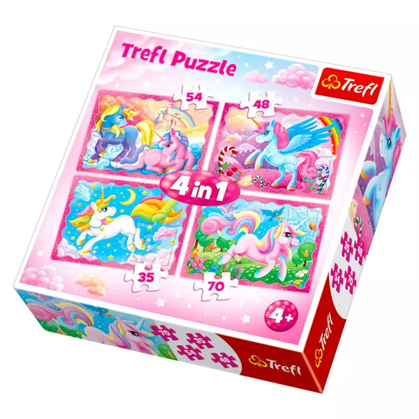 Trefl: Lumea magică a unicornilor - puzzle 4-în-1