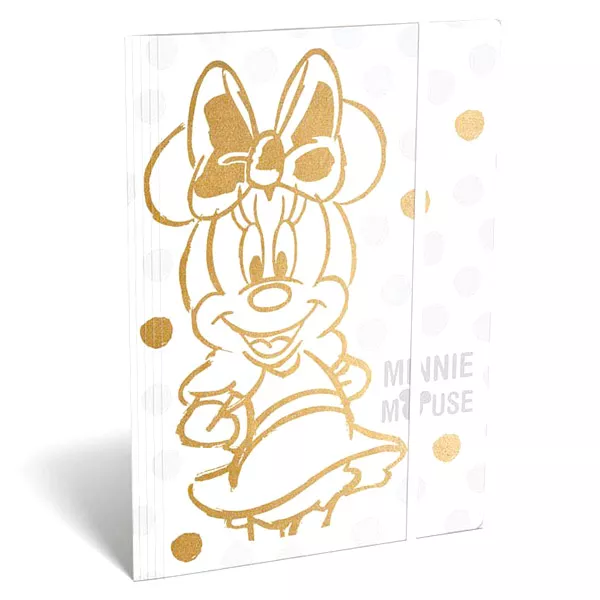 Minnie egér: Prémium Minnie Fashion White gumis mappa - A4, fehér-arany