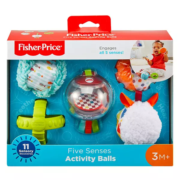 Jucărie bebeluşi Pachet de mingi pentru cinci simţuri senzoriale, Fisher-Price