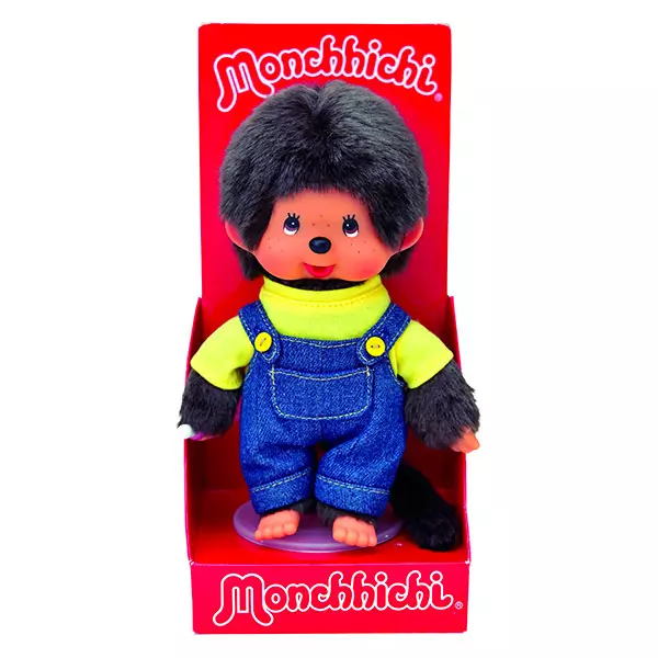 Monchhichi: fiú plüssfigura kertésznadrágban - 20 cm