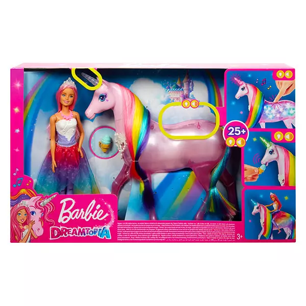 Set de joacă Unicornul Magic cu păpuşă, Barbie Dreamtopia