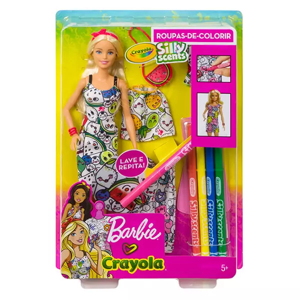 Set creativ Păpuşă designer de modă, Barbie Crayola - markere parfumate