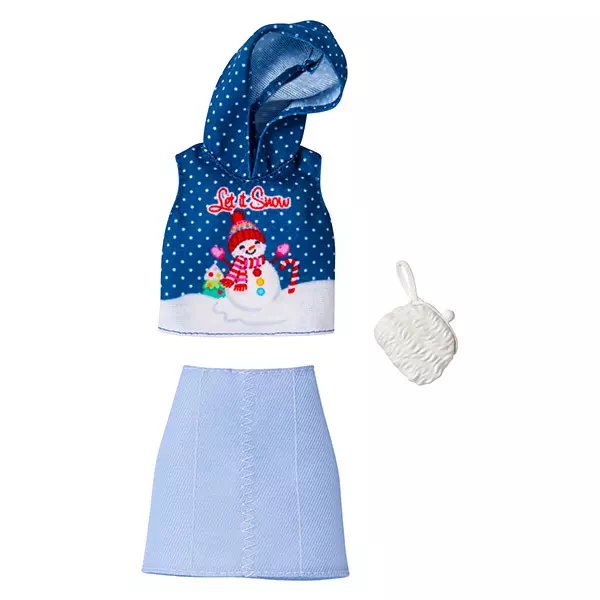 Barbie: karácsonyi ruhaszettek - hóember mintás ujjatlan szoknyával