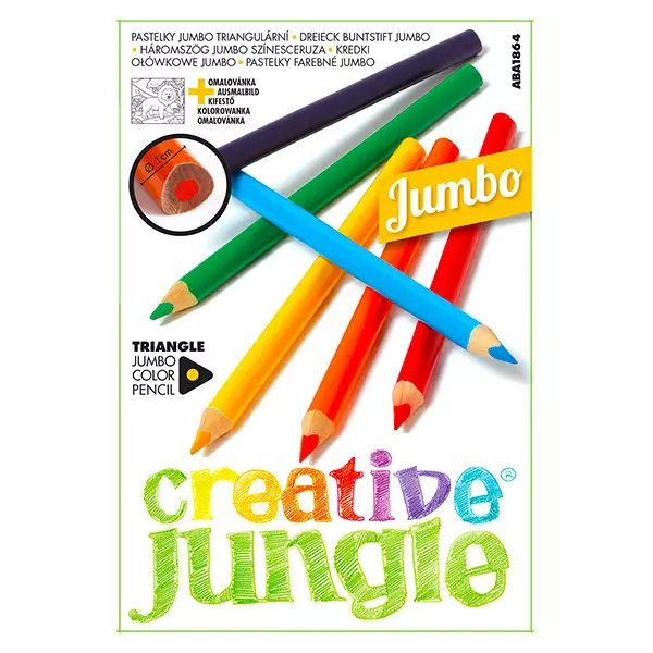 Set 12 creioane colorate jumbo triunghiulare, Creative Jungle