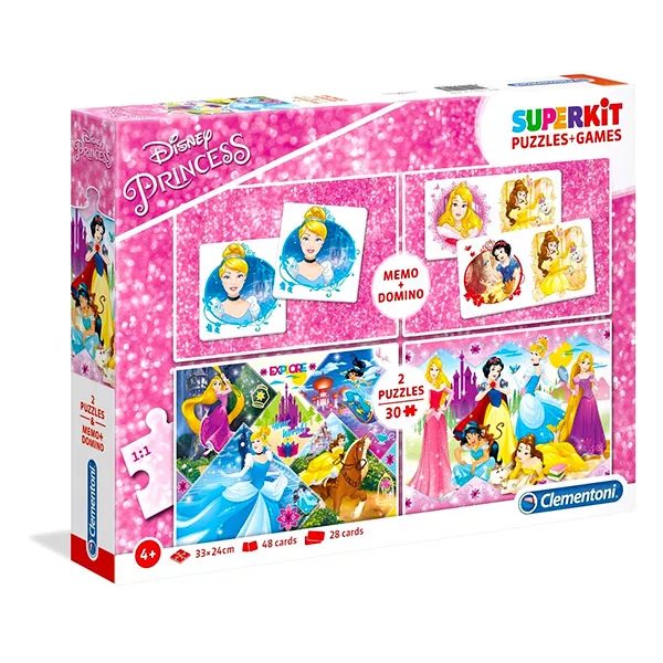 Clementoni: Disney hercegnők - 3az 1-ben játékszett - puzzle, dominó, memória játék