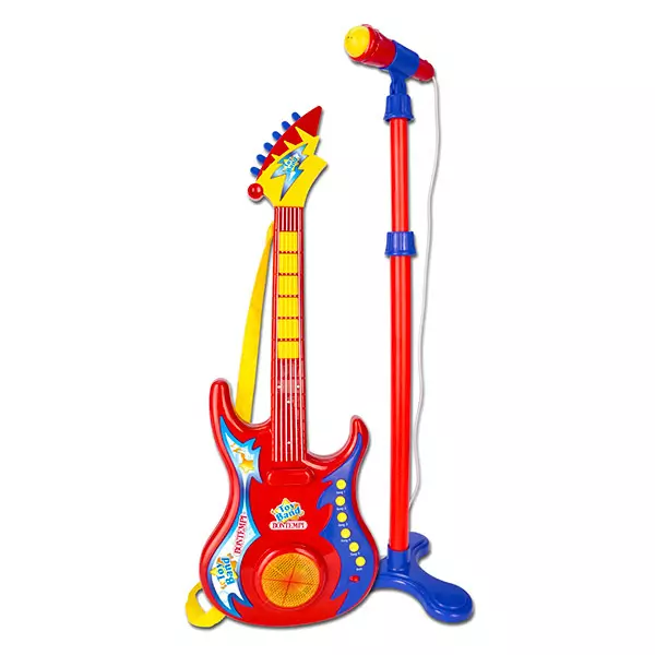 Bontempi: rock gitár állványos mikrofonnal - piros