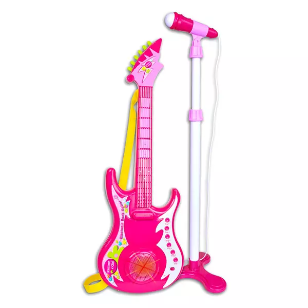 Chitară rock cu microfon cu stativ, Bontempi - roz deschis