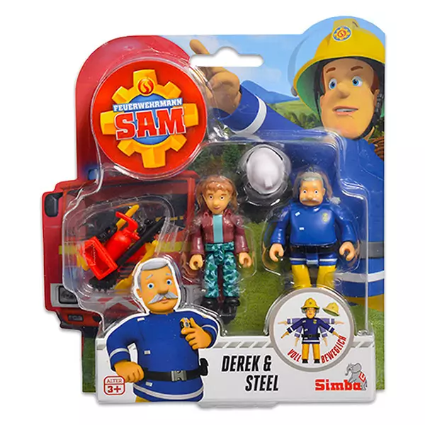 Set cu figurine Pompierul Sam, Derek şi Steele