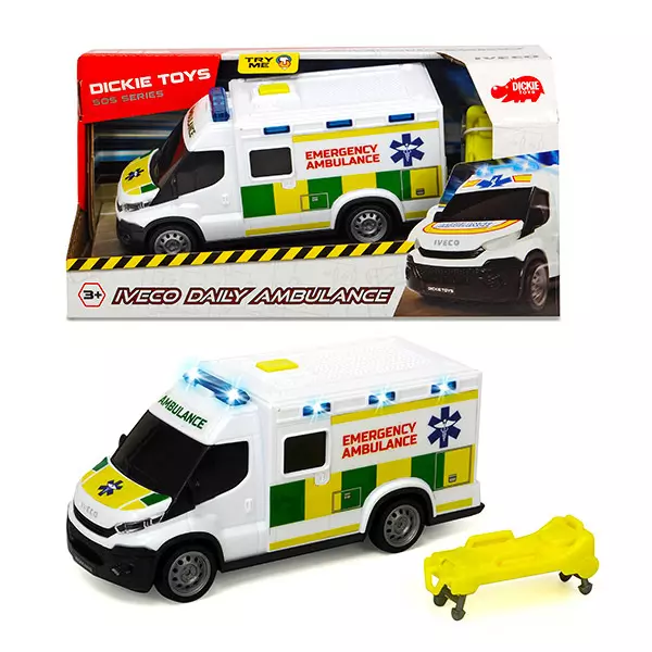 Jucărie Ambulanţă Iveco Daily cu lumină şi sunet, Dickie - 18 cm