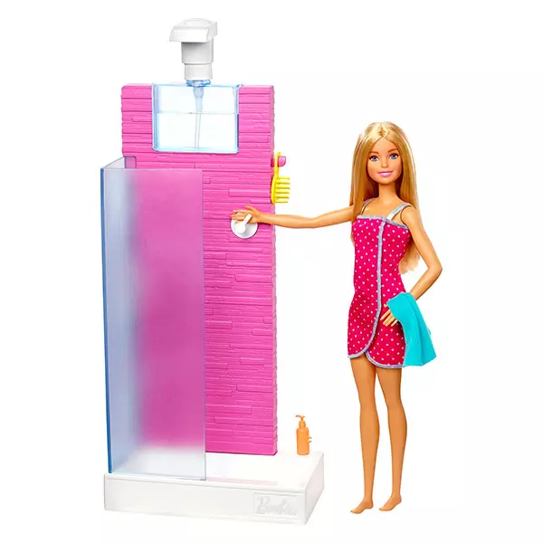 Barbie: Fürdőszoba szőke hajú Barbie-val