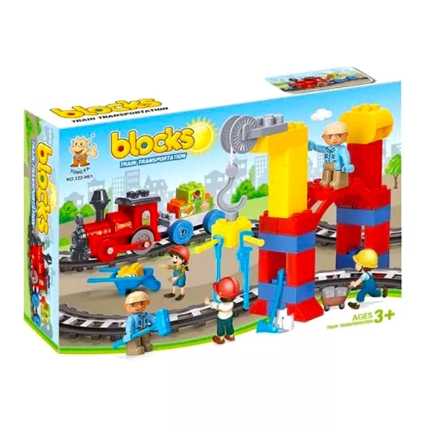 Luna Blocks: Mozdony építőjáték - 53 darabos 