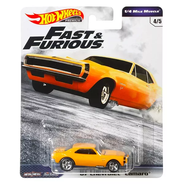 Maşinuţă Hot Wheels Fast and Furious - 67 Chevrolet Camaro, galben