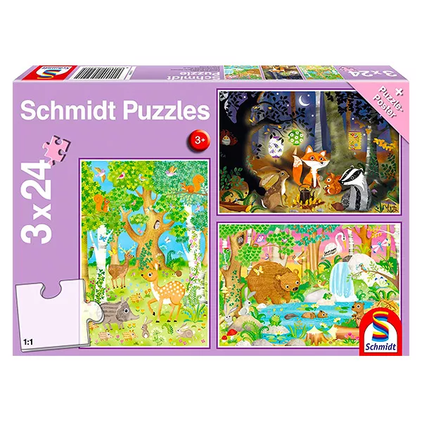 Schmidt: Az erdő állatai puzzle 3x24 db-os puzzle