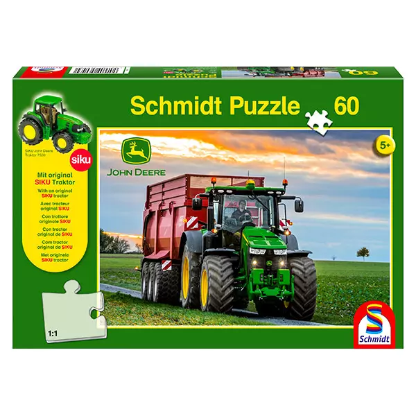 Puzzle Schmidt Tractor Siku, 60 de piese, cu tractor cadou