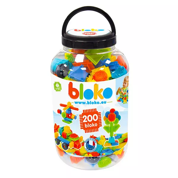 Bloko: tüskés építőjáték 200 darabos készlet műanyag flakonban