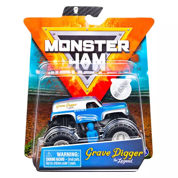 Maşinuţă Monster Jam - Grave Digger The Legend, albastru-gri