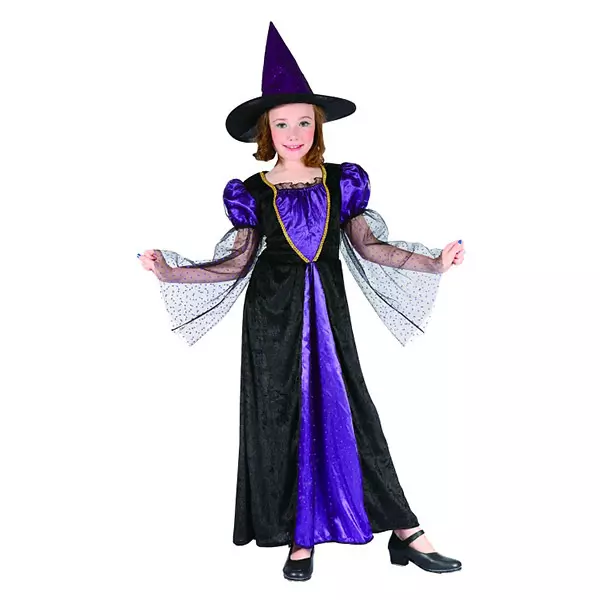 Costum vrăjitoare negru-mov, 120-130 cm