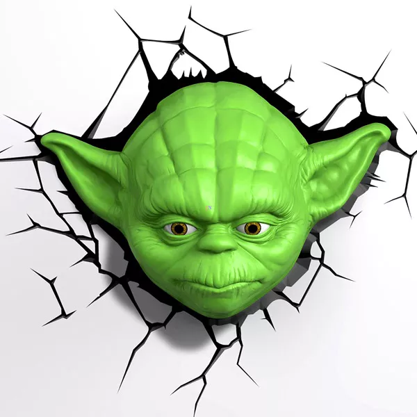 Star Wars Yoda 3D fali lámpa - CSOMAGOLÁSSÉRÜLT