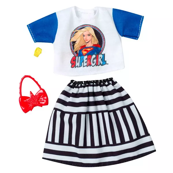 Set îmbrăcăminte Barbie - haine cu model Supergirl şi accesorii