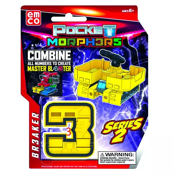 Jucărie convertibilă Pocket Morphers, seria 2 - Cifra 3, vehicul Br3aker