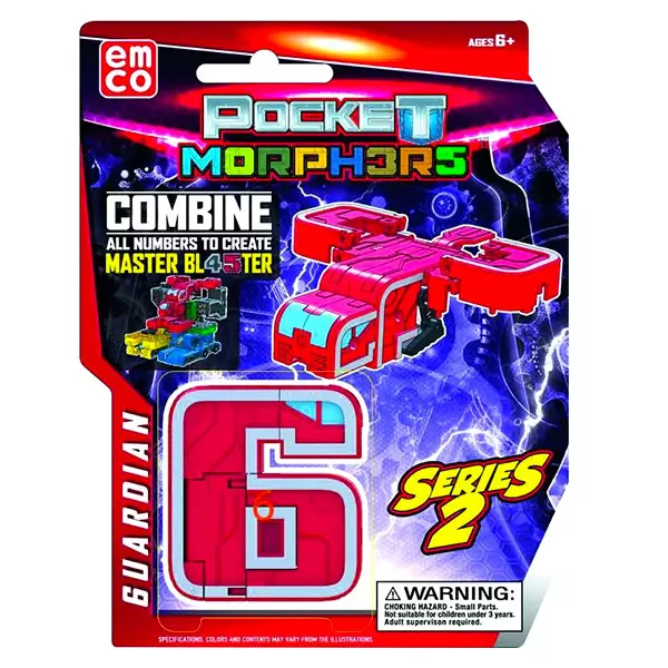 Jucărie convertibilă Pocket Morphers, seria 2 - Cifra 6, vehicul 6uardian