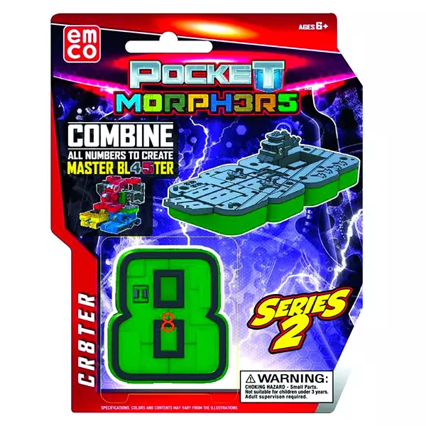 Jucărie convertibilă Pocket Morphers, seria 2 - Cifra 8, vehicul Cr8ter