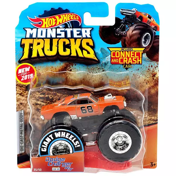 Hot Wheels Monster Trucks: Dodge Charger RT kisautó - narancssárga