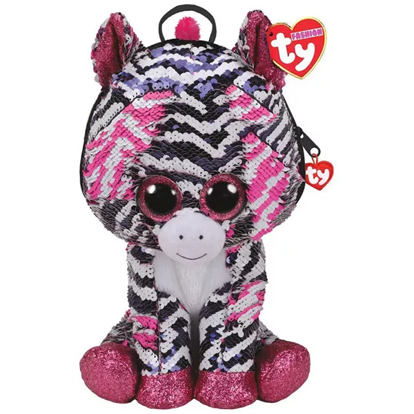TY Fashion Sequins: Zoey flitteres nagy méretű zebra hátizsák - 30 cm
