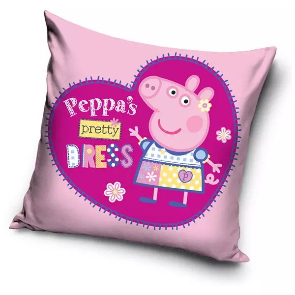 Față de pernă Peppa Pig, roz cu inimioară - 40 x 40 cm