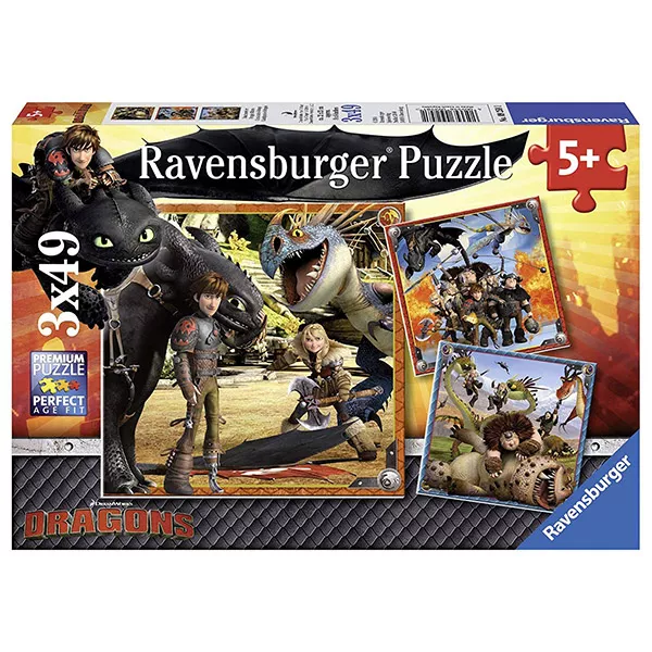Ravensburger: Így neveld a sárkányodat! 3X49 darabos puzzle